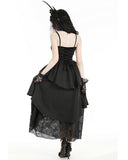 Dark In Love Long Dark Gothic Jacquard Layered Hi-Low Dress