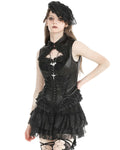 Dark In Love Womens Gothic Burlesque Lace-Up Sleeveless Blouse Top