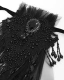 Devil Fashion Mens Gothic Aristocrat Steampunk Beaded Lace Cravat Tie Black