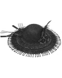 Dark In Love Womens Gothic Lace Feathered Rose Mourning Hat