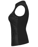 Punk Rave Womens Apocalyptic Gothic Studded Shredded Fishnet Tank Top Vest