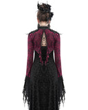 Eva Lady Womens Gothic Split Tail Velvet Flocked Mesh Bolero Shrug Top Red Black