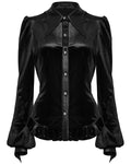 Punk Rave Daily Life Gothic Gradient Velvet Bat Collar Blouse Top - Black