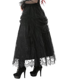 Dark In Love Womens Long Gothic Pleated Tulle Layered Floral Maxi Skirt