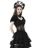Dark In Love Womens Elegant Gothic Lolita Jacquard & Lace T-Shirt Top