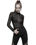 Punk Rave Arachnaphilia Womens Shredded Mesh Top - Black