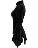 Punk Rave Womens Elegant Gothic Velvet & Pleated Lace Blouse Top