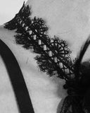Eva Lady Gothic Guiture Rose Lace Beaded Bralette