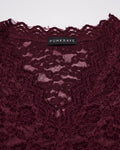 Punk Rave Womens Elegant Floral Lace V-Neck Top - Red