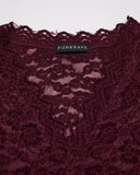 Punk Rave Womens Elegant Floral Lace V-Neck Top - Red