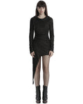 Punk Rave Daily Life Apocalyptic Gothic Asymmetric Broken Knit Hooded Dress