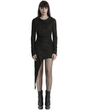 Punk Rave Daily Life Apocalyptic Gothic Asymmetric Broken Knit Hooded Dress