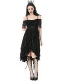 Dark In Love Womens Elegant Gothic Black Lace Off-Shoulder Evening Prom Dress