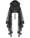 Eva Lady Womens Elegant Gothic Crucifix Embellished Corset With Fringed Mesh Train