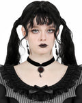 Dark In Love Dark Gothic Rose Velvet Choker Necklace - Black