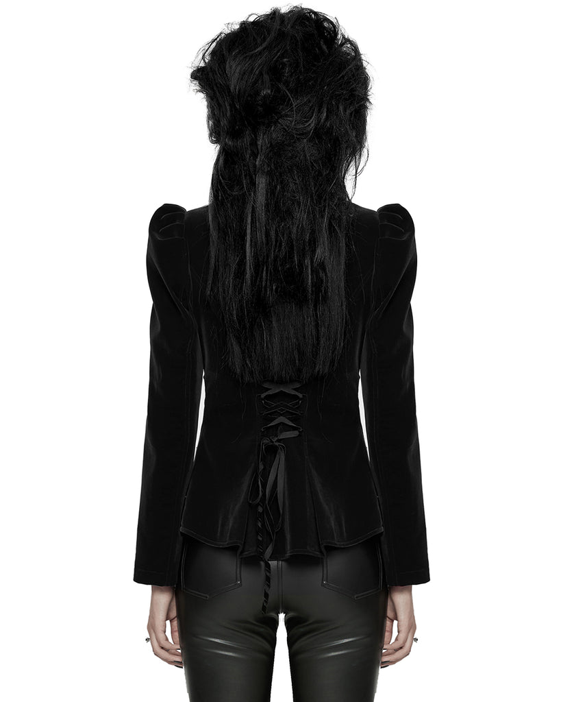 Punk Rave Womens Gothic Velvet Cutaway Military Riding Jacket - Black ...