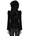 Punk Rave Womens Gothic Velvet Cutaway Military Riding Jacket - Black