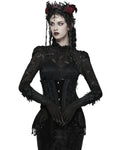 Punk Rave Womens Baroque Gothic Rose Embroidered Velvet Cincher Corset - Black