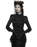 Punk Rave Womens Baroque Gothic Rose Embroidered Velvet Cincher Corset - Black
