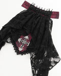 Devil Fashion Mens Gothic Crucifix Paisley Jacquard Dress Shirt & Cravat - Red & Black
