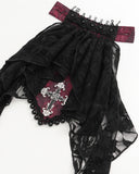 Devil Fashion Mens Gothic Crucifix Paisley Jacquard Dress Shirt & Cravat - Red & Black