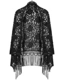 Eva Lady Womens Baroque Gothic Lace Fringed Shawl Cape