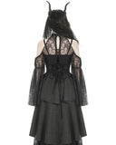 Dark In Love Womens Gothic Lace Cutout Flared Sleeve Bolero Shrug Top