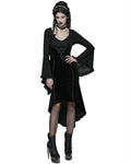 Punk Rave Womens Dark Gothic Velvet Applique Fishtail Dress