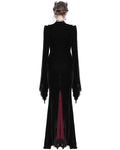 Eva Lady Womens Long Dark Baroque Gothic Velvet Gown Jacket - Black & Red