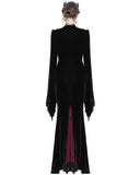 Eva Lady Womens Long Dark Baroque Gothic Velvet Gown Jacket - Black & Red
