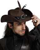 Punk Rave Mens Steampunk Apocalypse Western Skulls Cowboy Hat - Brown