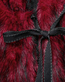 Punk Rave Womens Long Gothic Faux Fur Asymmetric Hooded Winter Cloak - Red