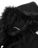 Dark In Love Womens Long Romantic Gothic Hooded Coat With Faux Fur Trims