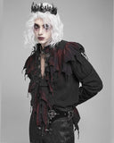 Devil Fashion Mens Apocalyptic Gothic Pirate Poet Shirt Top - Black & Red