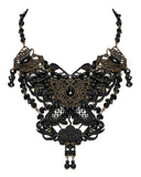 Punk Rave Womens Steampunk Butterfly Choker Necklace - Black