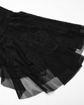 Punk Rave Daily Life Long Gothic Rose Lace & Pleated Mesh Lace Up Maxi Dress