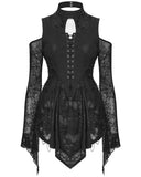 Punk Rave Womens Gothic Lace-Up Tunic Top - Extended Size Range