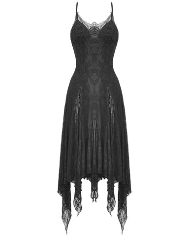 Dark In Love Dark Gothic Lace Applique Lace Up Sling Dress