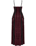 Punk Rave Daily Life Womens Long Gothic Crushed Velvet Applique Maxi Dress - Red