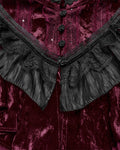 Punk Rave Daily Life Womens Long Gothic Crushed Velvet & Lace Bolero Cape - Red