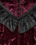 Punk Rave Daily Life Womens Long Gothic Crushed Velvet & Lace Bolero Cape - Red