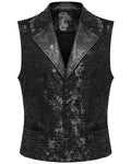 Punk Rave Mens Dark Gothic Skull Jacquard Waistcoat Vest Top - Black