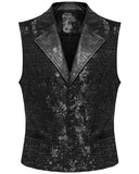 Punk Rave Mens Dark Gothic Skull Jacquard Waistcoat Vest Top - Black