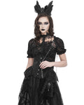 Devil Fashion Womens Gothic Crucifix Lace Applique Handbag - Black Velvet