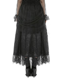 Dark In Love Womens Long Gothic Pleated Tulle Layered Floral Maxi Skirt