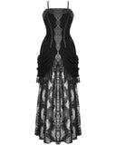 Dark In Love Womens Long Baroque Gothic Velvet & Lace Applique Evening Prom Dress