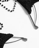 Devil Fashion Womens Dark Gothic Batwing Beaded Rose Fascinator Headpiece