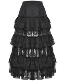 Dark In Love Womens Long Gothic Layered Rose Lace Maxi Skirt