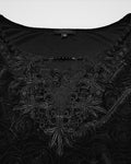 Punk Rave Womens Long Gothic Rose Velvet Flared Split Sleeve Maxi Dress - Black