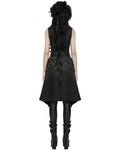 Punk Rave Womens Long Gothic Rose Jacquard 2 Piece Waistcoat Vest With Faux Fur Trim